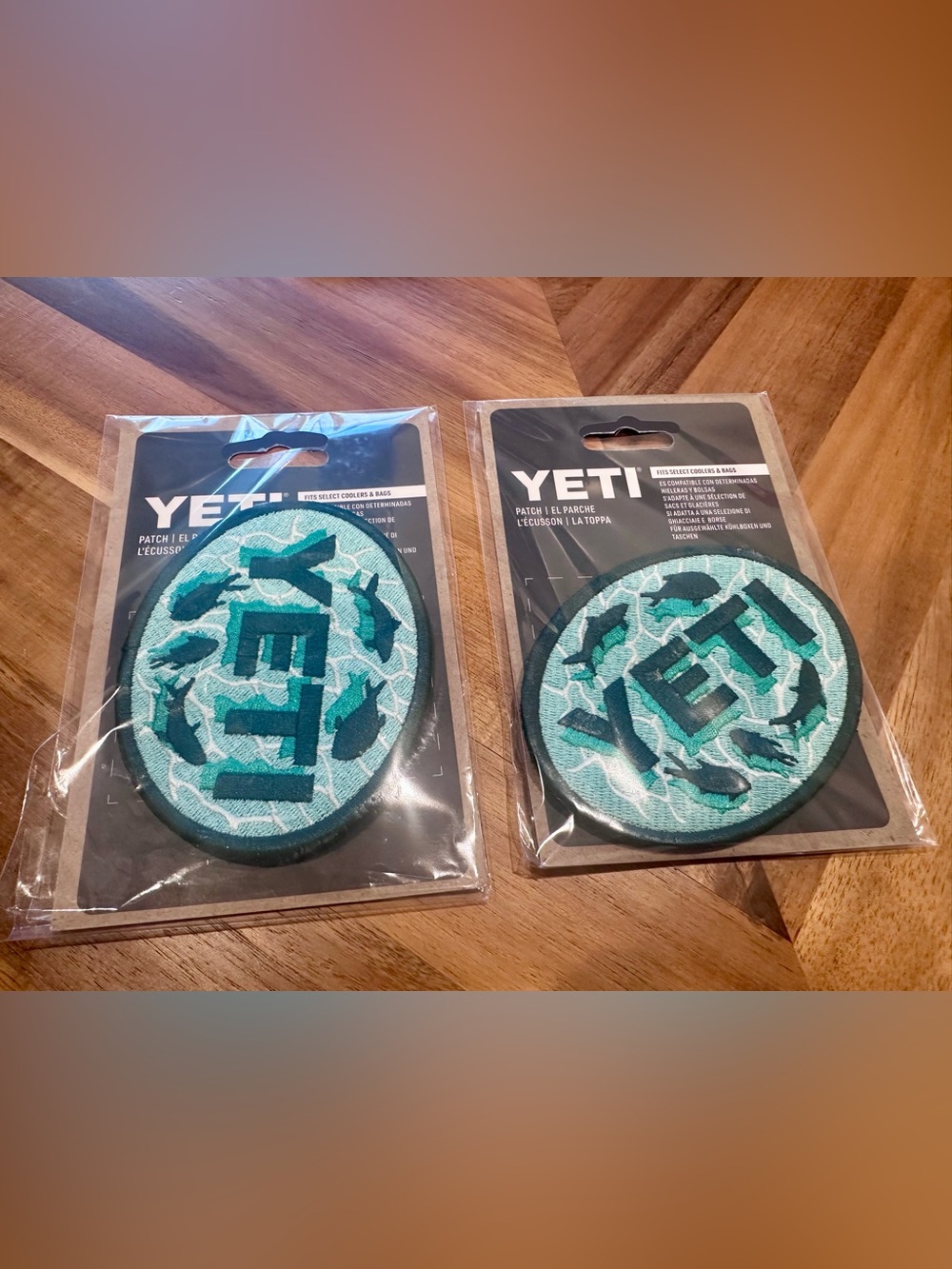 Yeti Seafoam & Teal Embroidered Patches Pair of 2